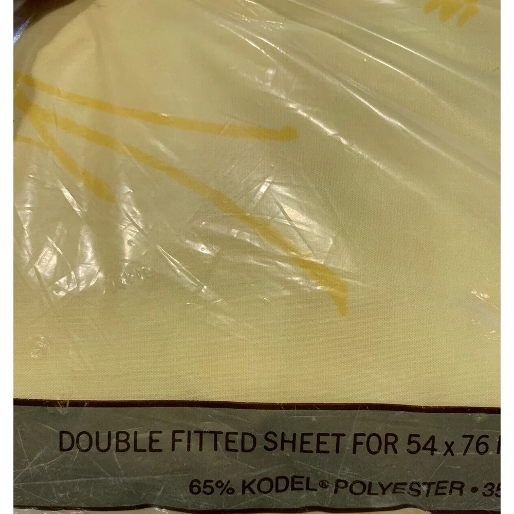 Vtg Springmaid No Iron Percale Double Full Fitted Sheet Yellow Butterfly NEW NOS